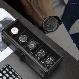 Boîtes de montres 5 emplacements haut de gamme en alliage d'aluminium boîte de stockage détachable Mobile bricolage affichage d'intervalle interne