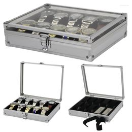 Horloge Dozen 6/10/12/24 Slots Aluminium Display Box Organizer Sieraden Opbergdoos Transparante stand Caja Para Relojes