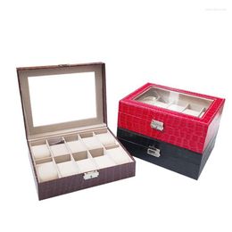 Horloge Dozen 6/10/12 Girds Krokodil Patroon Collectie Lederen Organizer Box Heren Dames Display Sieraden