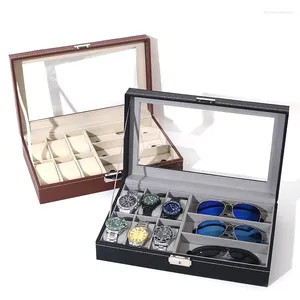 Boîtes de montre 6 3girds Organisateur Pu Le cuir en cuir Berrouillage pour les montres de voyage Affichage et bijoux