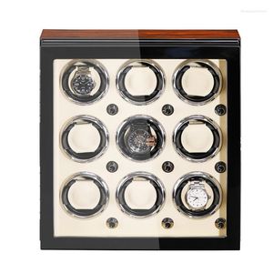 Cajas de reloj con 6/8/9 ranuras, enrollador de madera para relojes mecánicos automáticos, coctelera, accesorios de joyería, caja, armario, colector de almacenamiento de exhibición