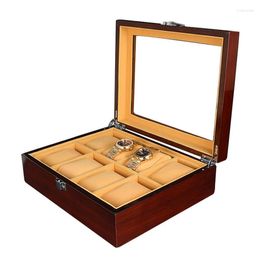 Boîtes de montre 8 grilles de sous en bois de rangement de luxe en bois bijoux expositive Boîte à affiche Bracelet Collier Contauteur d'oreille Organize3236798