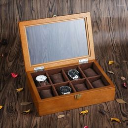 Boîtes de montres à 8 fentes, organisateur de montres en bois, vitrine mécanique avec fenêtre, rangement de bijoux, porte-cadeau