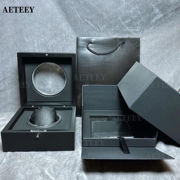 Boîtes de montres Aeteey Boîte en bois de luxe haut de gamme personnalisée Boîte de peinture noire Gift en cuir PU en bois
