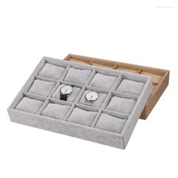 Cajas de reloj y embalaje 12 bandeja de rejilla terciopelo almohada pequeña caja de almacenamiento organizador joyero