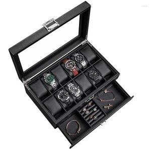 Bekijk dozen grote size doos opslagcase transparante dakraam organisator ring sieraden pols horloges display collection cadeau