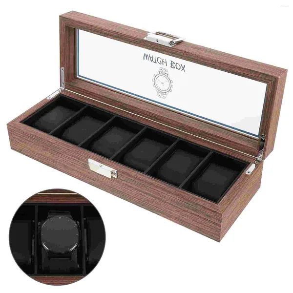 Boîtes à montres en noyer noir, présentoir de rangement, organisateur de bijoux, conteneur en bois transparent