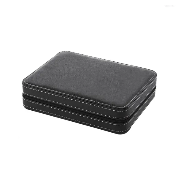 Cajas de reloj Caja de 8 ranuras Organizador de caja de rollo Pulsera de exhibición de PU para hombres Gemelos Joyería Negro