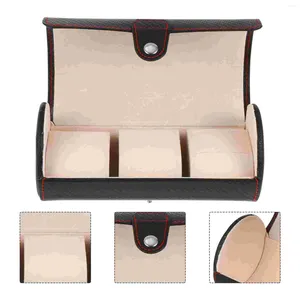 Boîtes à montres, coffret de Collection de cadeaux, organisateur de poche de voyage, supports noirs de luxe, présentoir de bracelet, rouleaux de verre