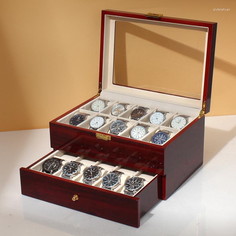Watch Boxes Box Organizer For Men 20 Wood High-Grade Lacquered Machinery Quartz Men's Exhibition Double Layer Storage