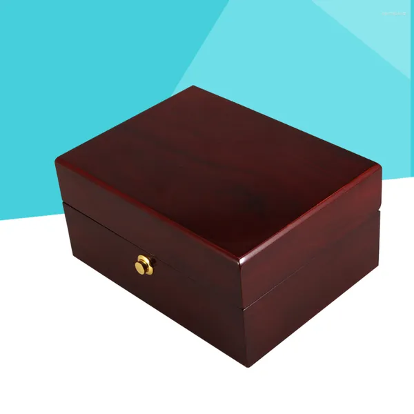 Cajas para relojes, organizador de estuche, caja de almacenamiento de madera de primera calidad, joyería, pulsera, regalo, rejilla única (rojo)