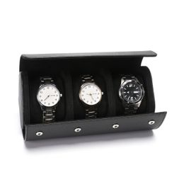 BEKIJK DOESE COSES 1 2 3 Slot Watch Roll opbergdoos Leather Travel Watch Box voor man Organizer Display Holder Watch Bag Watch Bouch Black