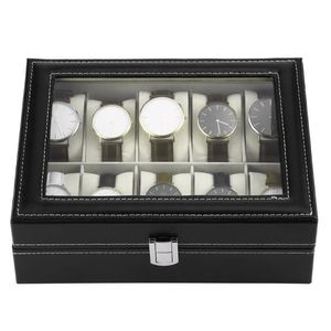 Boîtes de montres 10 6 grilles, support de boîte de montre-bracelet en cuir PU, affichage rectangulaire de stockage de bijoux de haute qualité 313E