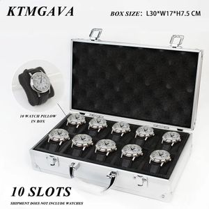 Horlogedozen Koffers 10 Girds Luxe Premium Kwaliteit Horlogedoos Aluminiumlegering Produc Patroon Opslag Klokdoos Collectie Display Geschenkdozen 231116