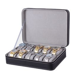 Bekijk dozen Cases 10 slots Watch Zipper reisbox Leather Display Case Organisator Sieraden opslagcontainer voor vrouwen Men Watch Display 230222