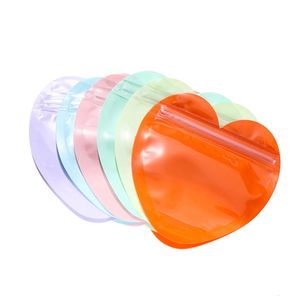 Horlogedozen Koffers 10 stuks Iriserende ritssluitingszak Transparant hart Plastic zegelzakken voor sieradendisplay Ketting Oorbellen Armbandverpakking 231215