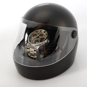 Boîtes de montres Cas 2021 Boîte créative en forme de casque de haute qualité Noir Blanc Présentoir Boîtier en plastique254c