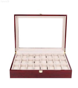 Mira las cajas de las cajas 24 Ranuras Redios Rojos Organizador de caja de madera de laca de color Luxury Luxury Luxury Bandeo de joyas Cajas de almacenamiento Cusiones de madera GIF8980546