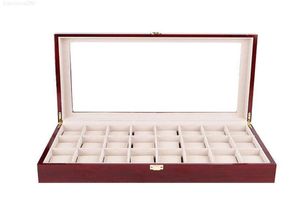 Mira las cajas de las cajas 24 ranuras rojo organizador de caja de madera de laca roja de la joyería grande de joyas de joyas de joyas de almacenamiento de cojines de madera gif7481146