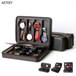 Boîtes de montres 248 grilles Boîte de rangement pour montres portables Faux cuir Zipper Montres Boîte d'affichage Montre-bracelet Boîtes de rangement Boîte de montres 230719