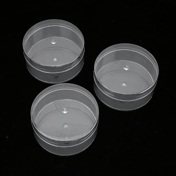 Boîtes de montres 3 pièces en plastique pot de lavage à l'huile mouvements pièces verre réparation nettoyage entretien Pot avec couvercle anti-poussière pour horloger