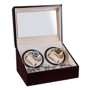 Cajas de reloj Estuches 4 6 Bobinador automático Caja de madera Clos Collection Soporte de almacenamiento Doble cabeza Shake Motor Remontoir160k