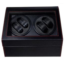 Boîtes de montres Coffrets 4 6 Boîte à remontoir automatique haut de gammeMontres Rangement Porte-bijoux Affichage Boîte en cuir PU Moteur ultra silencieux Shake295q