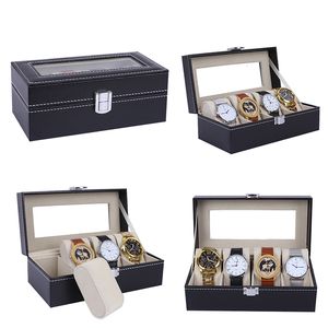 Boîtes de montres 4561012 Grilles Boîte de montre en cuir PU Support de boîtier de montre Organisateur Boîte de rangement pour montres à quartz Boîtes à bijoux Affichage cadeau 230222