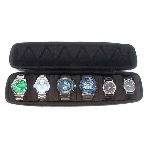 Cajas de reloj Estuches / 5 ranuras Dislpay Roll Organizer Estuche de almacenamiento de EVA con cojines con cremallera Joyas para hombres WomenWatch