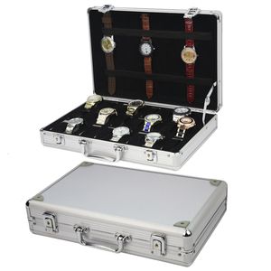 BEKIJKBOEKS CASES 6101224 Slots Aluminium Aluminium Legering Display Watch Box Organizer Sieraden Opslagcase Transparant Watch Stand Box Caja Para Relojes 230719