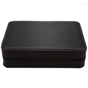 Watch Boxes Cases 8 Slot Portable Black Carbon Fiber PU Leather Rits Opbergtas Travel Jewlery Box Personalised Luxury Gift Deli22
