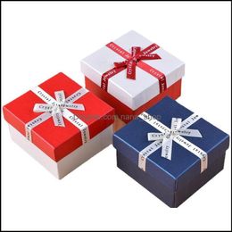 Bekijk dozen Cases Accessoires Horloges Bow Engagement Bracelet Display Gift Box Navy Blue Jewely Organisator Drop Delivery 2021 Edzhn