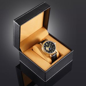 Bekijk dozen Cases Zwart Leather Watch Display Box Sieraden Opslag Organisator Case Decoratie Geschenk Man Kijkcontainer Box Groothandel Tag 230211