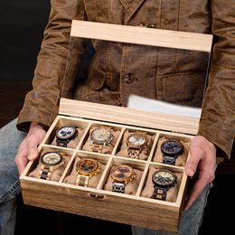 Bekijk dozen Cases Bobo Bird Wooden Customzied Box 8 Slots Sieraden Set Opslag Gift Display Organizer Case Boite Cadeau