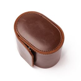 Bekijk dozen Cases Brown Real Leather Watch Roll Single Watch Travel Case 230215