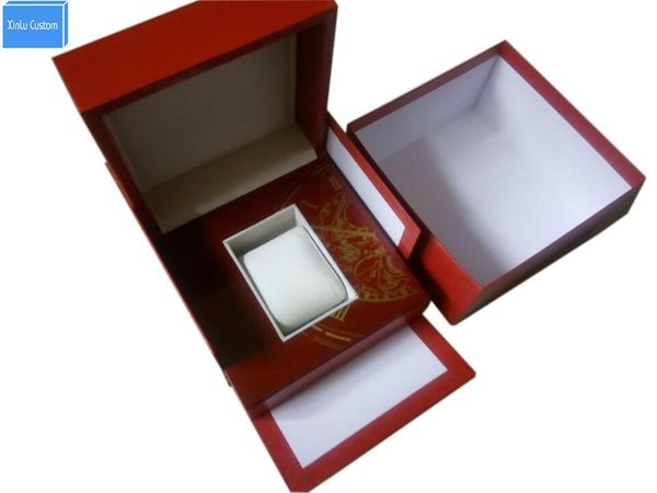 Cajas de relojes, embalaje de China, especial para logotipo personalizado, impresión de madera de cuero rojo de alta calidad, cajas de relojes