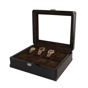 Cajas de reloj Estuches Personalizar Personalizado 8 Rejillas Estuche de madera Titular Organizador Almacenamiento para relojes de pulsera automáticos Exhibición de joyas Caja de regalo