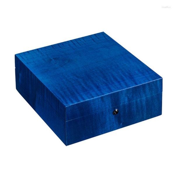 Montres Boîtes Cas Bleu Foncé De Stockage Piano Peinture Conception Marque Mécanique Boîte D'affichage Bijoux Paquet BoxWatch