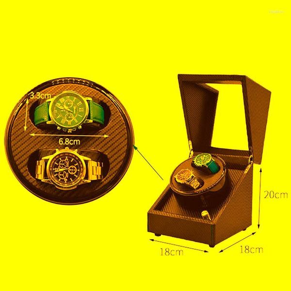 Boîtes de montres Boîtiers Design Watchwinder Box Coffret d'enroulement Silencieux Pas de bruit Moteur 2 enrouleur Stockage Affichage Rotatif Reloj Organisateurs Deli22