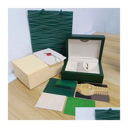 Boîtes de montres Cas Designer Montres pour hommes Vert foncé Dhgate Box Cadeau de luxe Woody Case pour étiquettes de carte de livret de yacht et mystère suisse Dhzxe