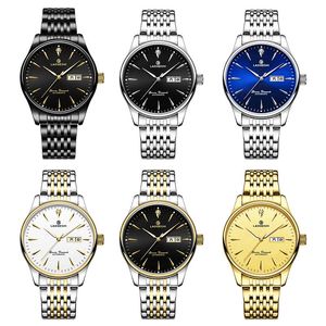 Boîtes de montres Cas cloutés de diamants Hommes d'affaires Creux Étanche En Acier Inoxydable Ceinture Automatique Mécanique MenWatch