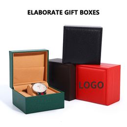 Horlogedozen Cases Gratis op maat gemaakte Pu Flip Single Watch Case Verpakkingsdoos Sieradenopslag Watch Organizer Boxes Groot volume Groothandelsprijs 230602