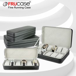 Horlogedozen Cases FRUCASE Black Box 612 Grids PU lederen tas opslag voor quartz horloges sieraden display cadeau 230911