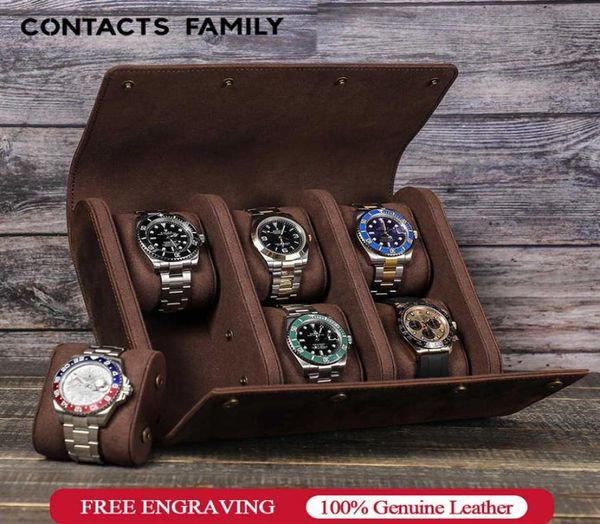Cas de boîtes de montre Geniune en cuir boîtier Affichage pour 6 ES Organisateur de stockage Hommes ES Roll Souching Boîte de bijoux J220829739943
