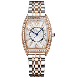 Boîtes de montres boîtiers dames diamant-set Tonneau Type été étudiant Quartz étanche montre pour femme