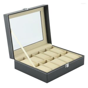 Bekijk dozen Cases Lederen Box Case Organizer Display met zachte kussens voor mannen Women Sieraden GiftWatch Hele22