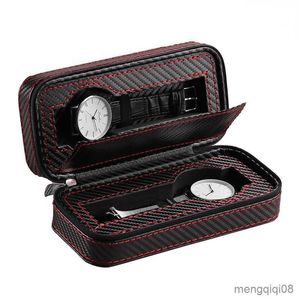 Boîtes à montres Etuis Boîte de rangement pour montres à fermeture éclair en cuir