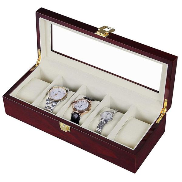 Boîtes de montres de luxe à 5/6 fentes, boîte en bois, support en bois pour hommes et femmes, organisateur de montres, organisateurs de bijoux, goutte
