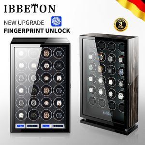 Watch Boxes Cases Luxe Automatische Watch Winder12 24 30 Slot Hout Mechanisch Watch Box Vingerafdruk Ontgrendel Stille Mabuchi Motor Horloges Opslag Veilig 230724