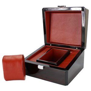 Bekijk dozen Cases Luxe Zwart enkele slot houten kast verf doos reis sieraden opslag 17x15x10cm